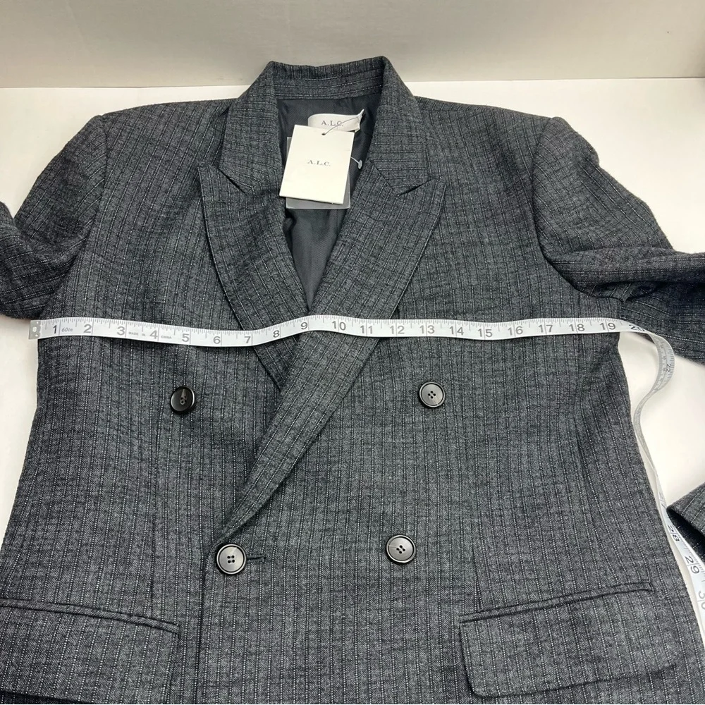 A.L.C.‎ Chadwick Metallic Stripe Double Breasted Blazer Jacket Size 6 90s NEW - Picture 9 of 16